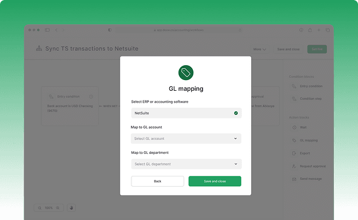 Create pre-coded accounting rules and conditions.