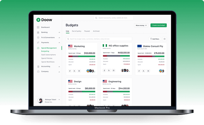 Create multi-currency budgets on Doow.